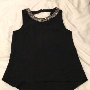 Black jeweled neck blouse
